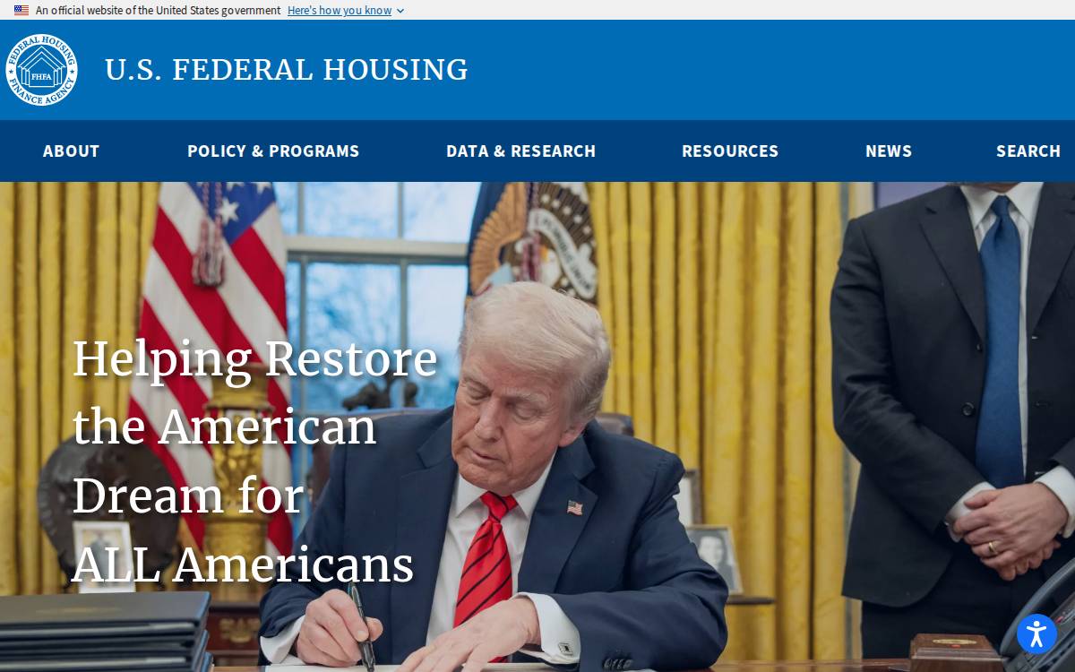 FHFA website preview