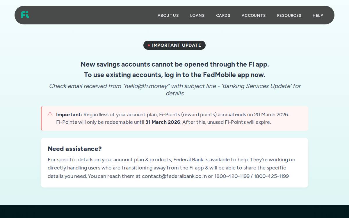 Fi Money website preview