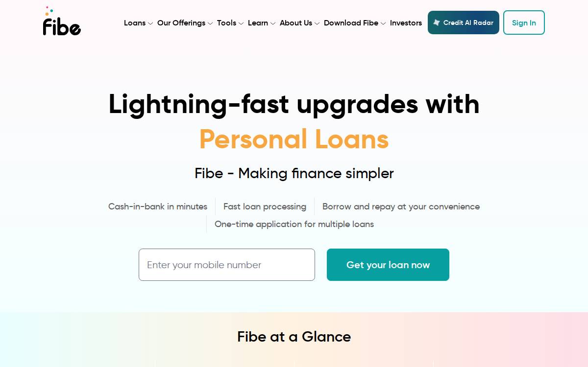 Fibe website preview