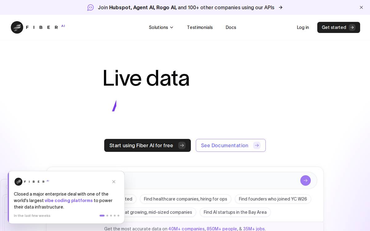 Fiber AI website preview