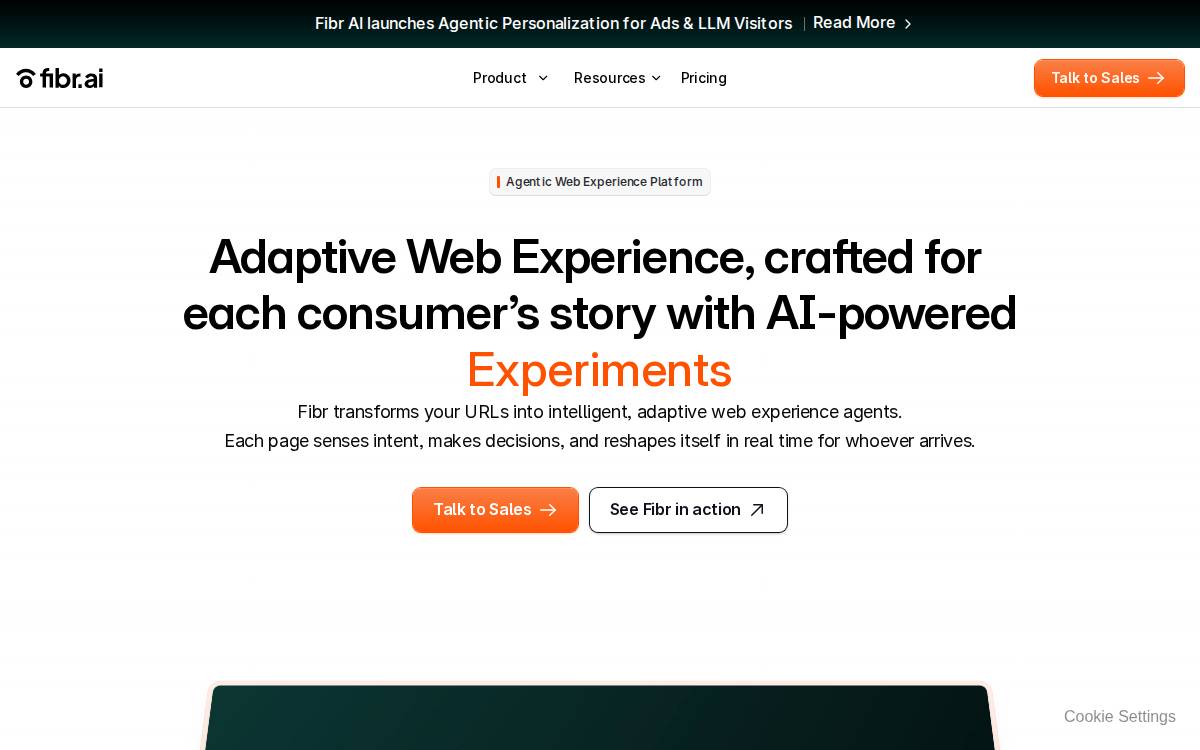Fibr website preview
