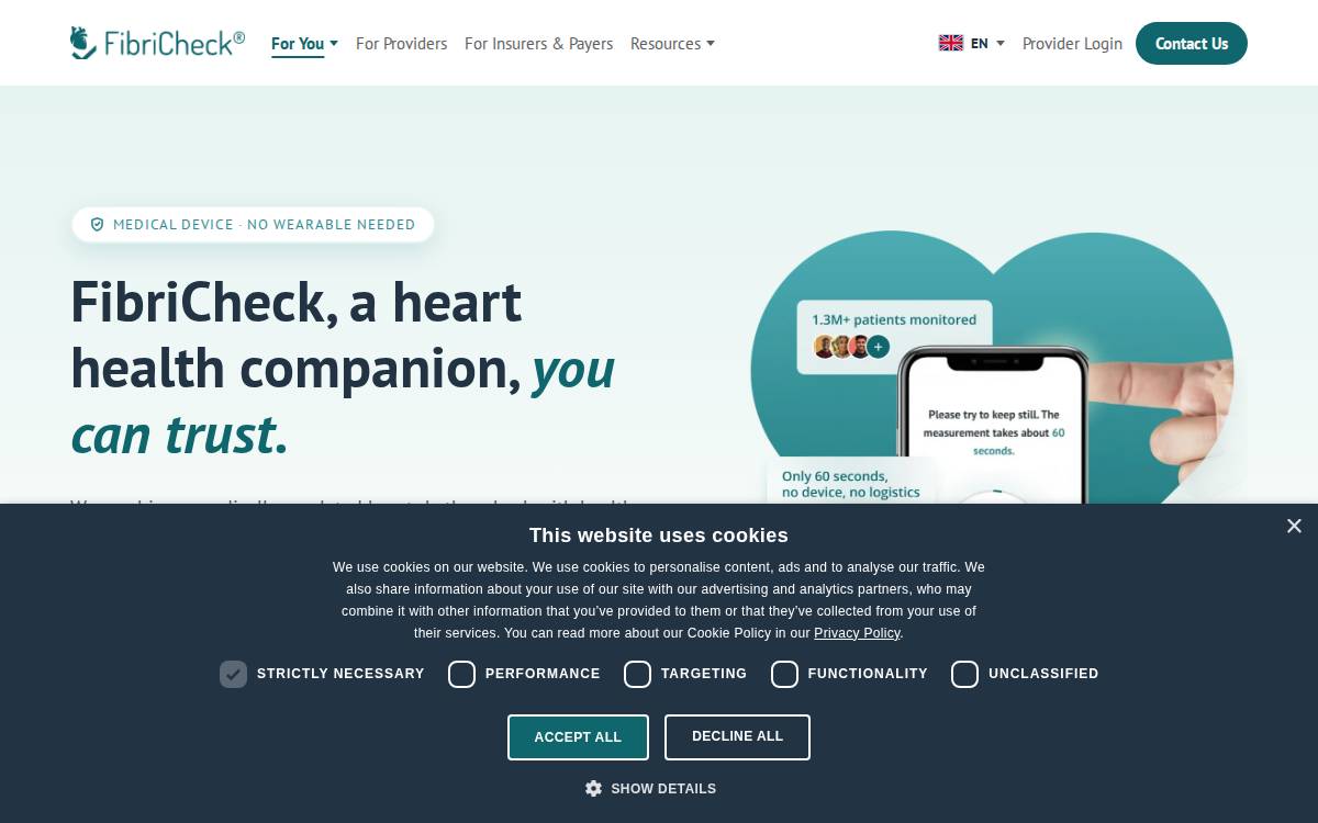 Fibricheck website preview