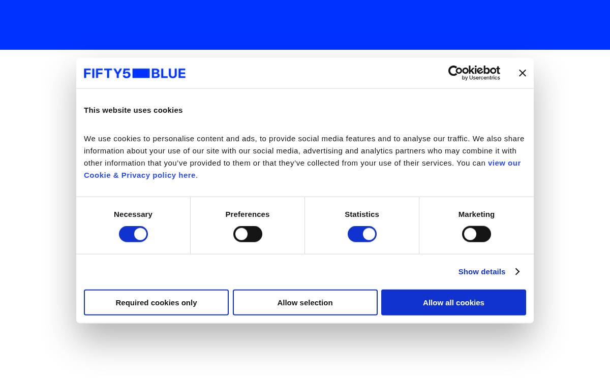 Fifty5Blue website preview