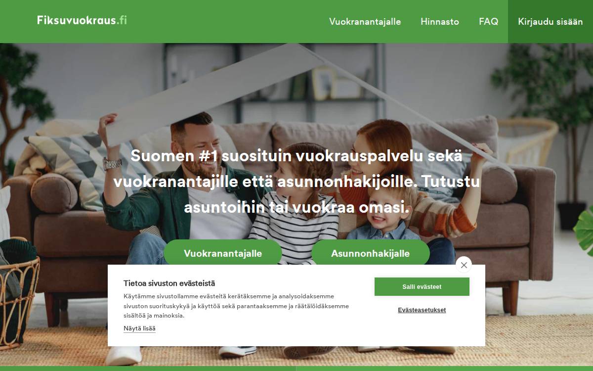 Fiksuvuokraus website preview