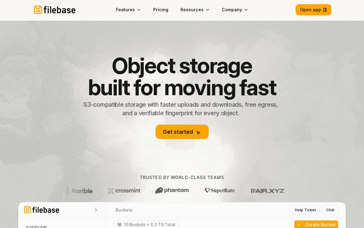 Filebase website preview