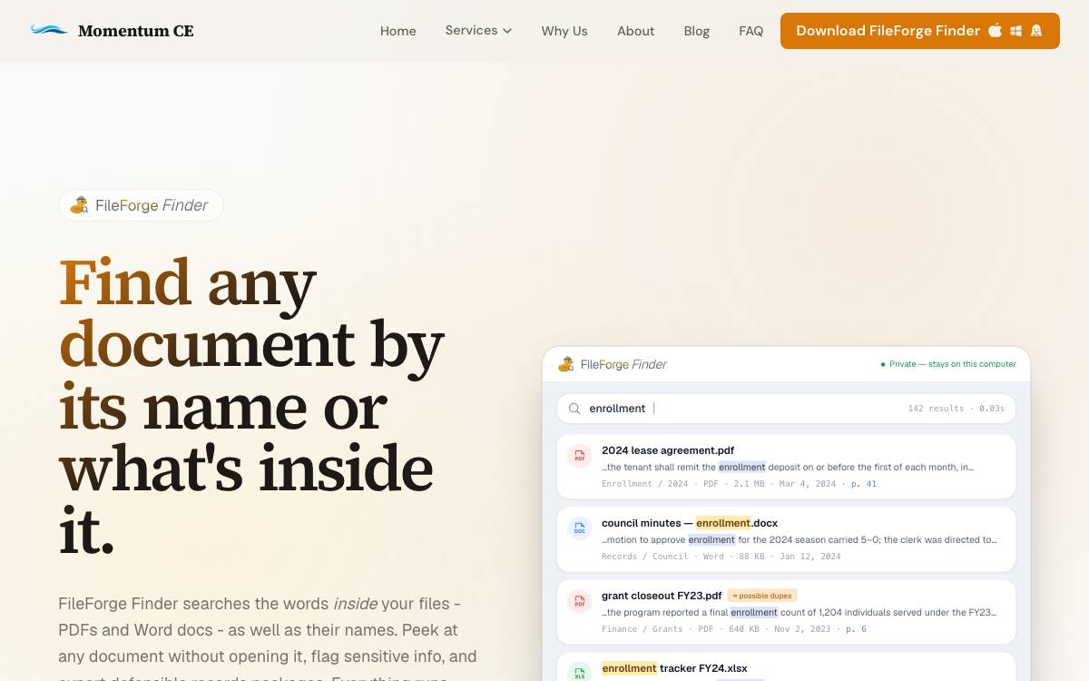Fileforge website preview