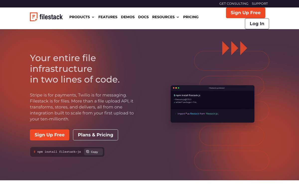 Filestack website preview