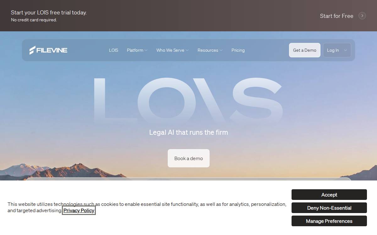 Filevine website preview