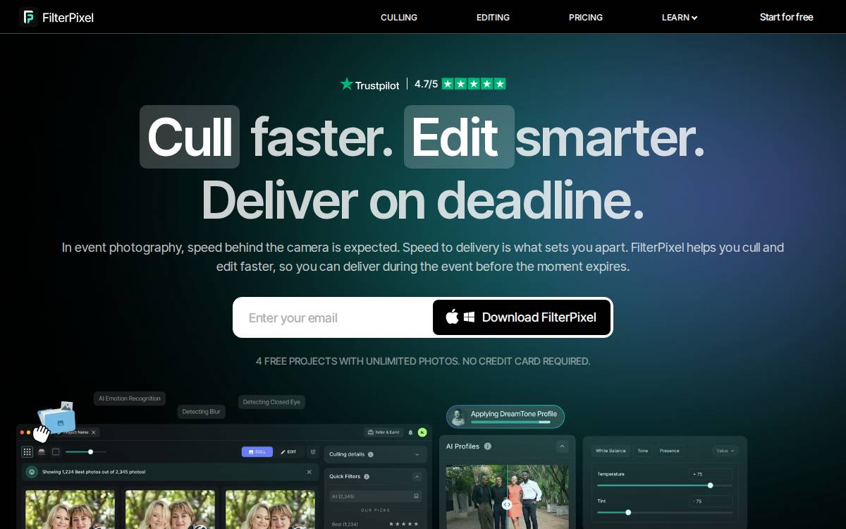 FilterPixel website preview