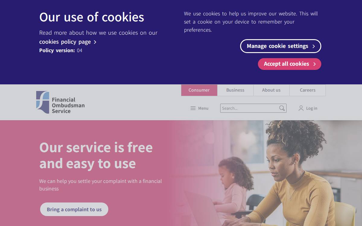 Financial Ombudsman website preview