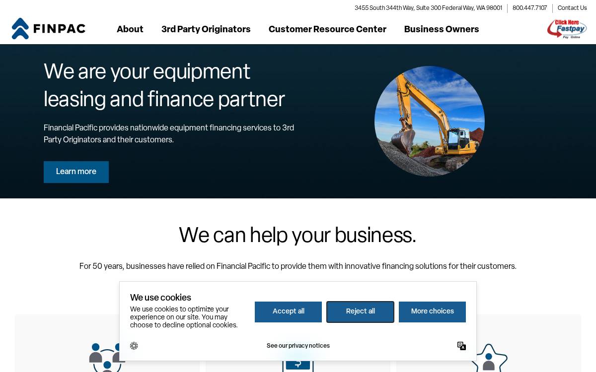 Financial Pacific Leasing website preview