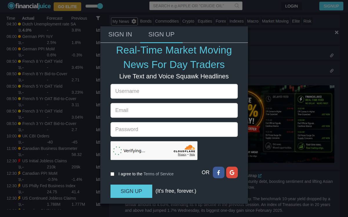 FinancialJuice website preview