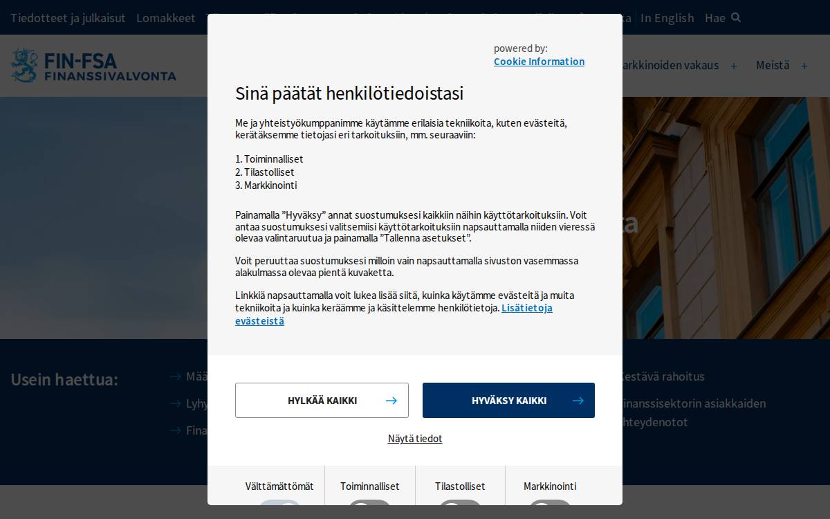Finanssivalvonta website preview