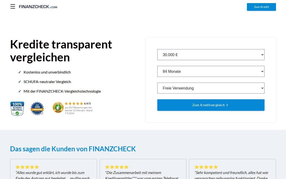 Finanzcheck website preview