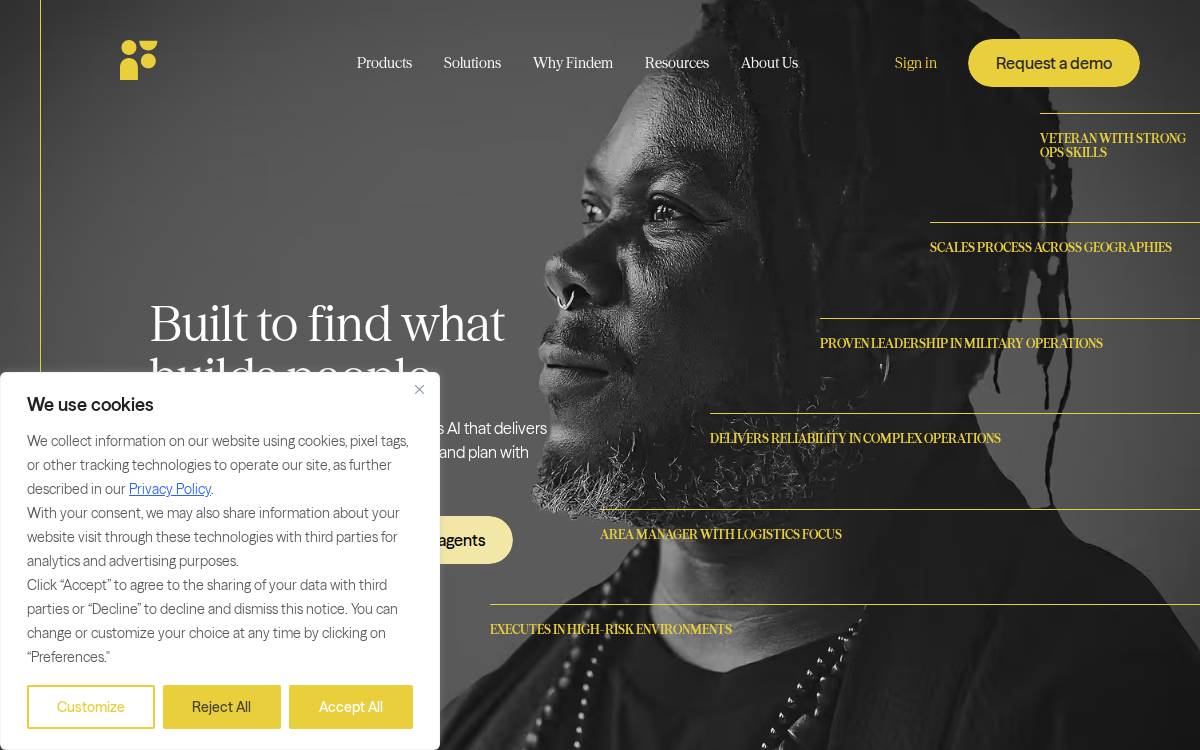 Findem website preview