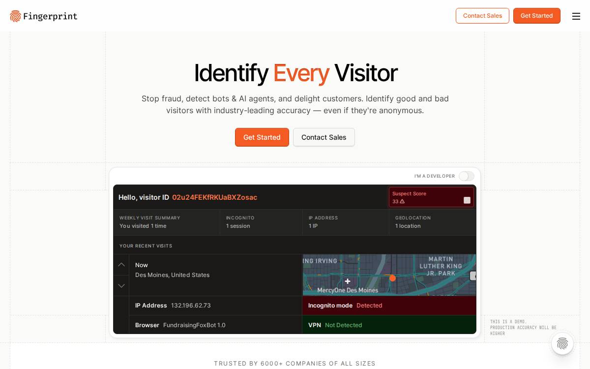 Fingerprint website preview
