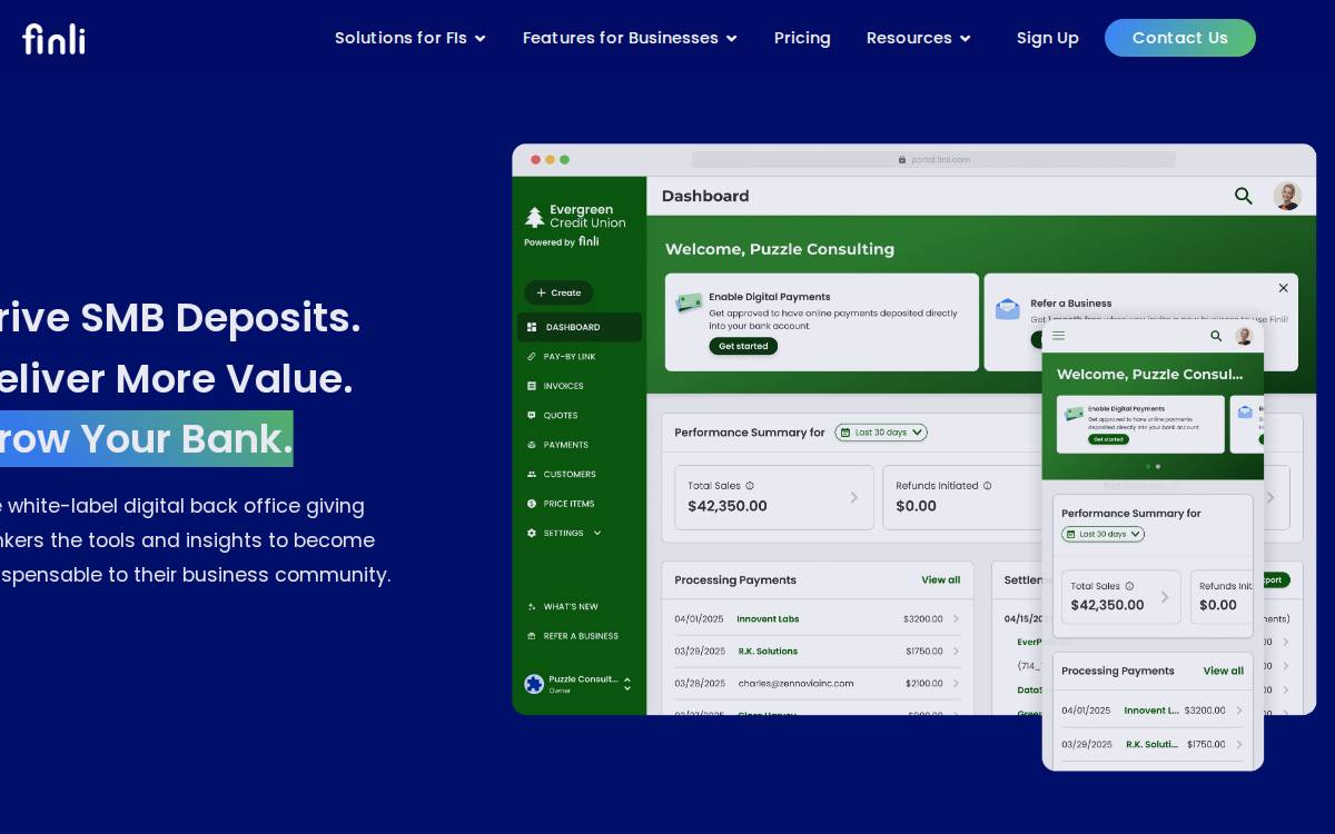 Finli website preview