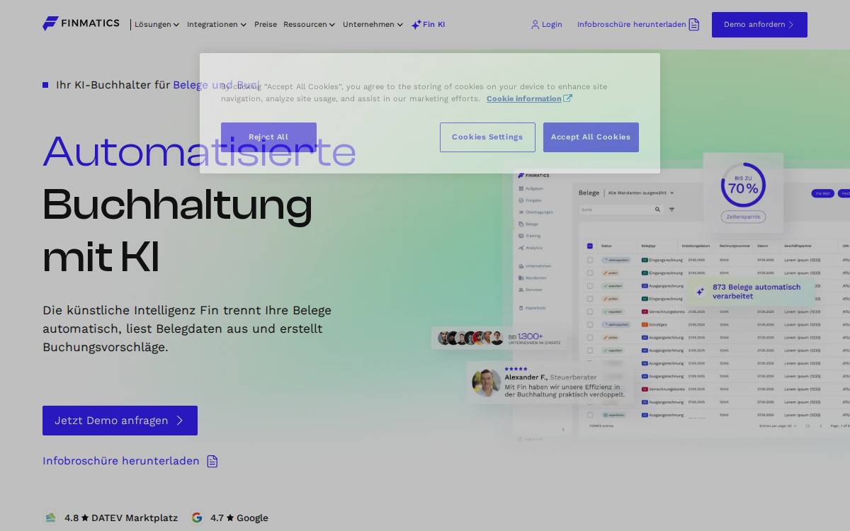 Finmatics website preview