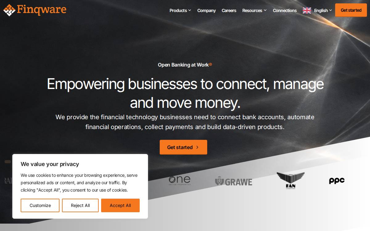 Finqware's website preview