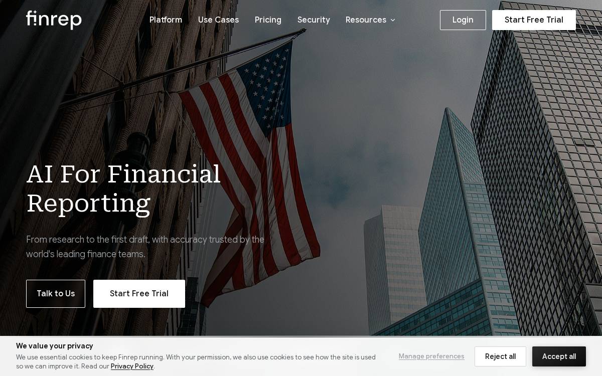 Finrep website preview