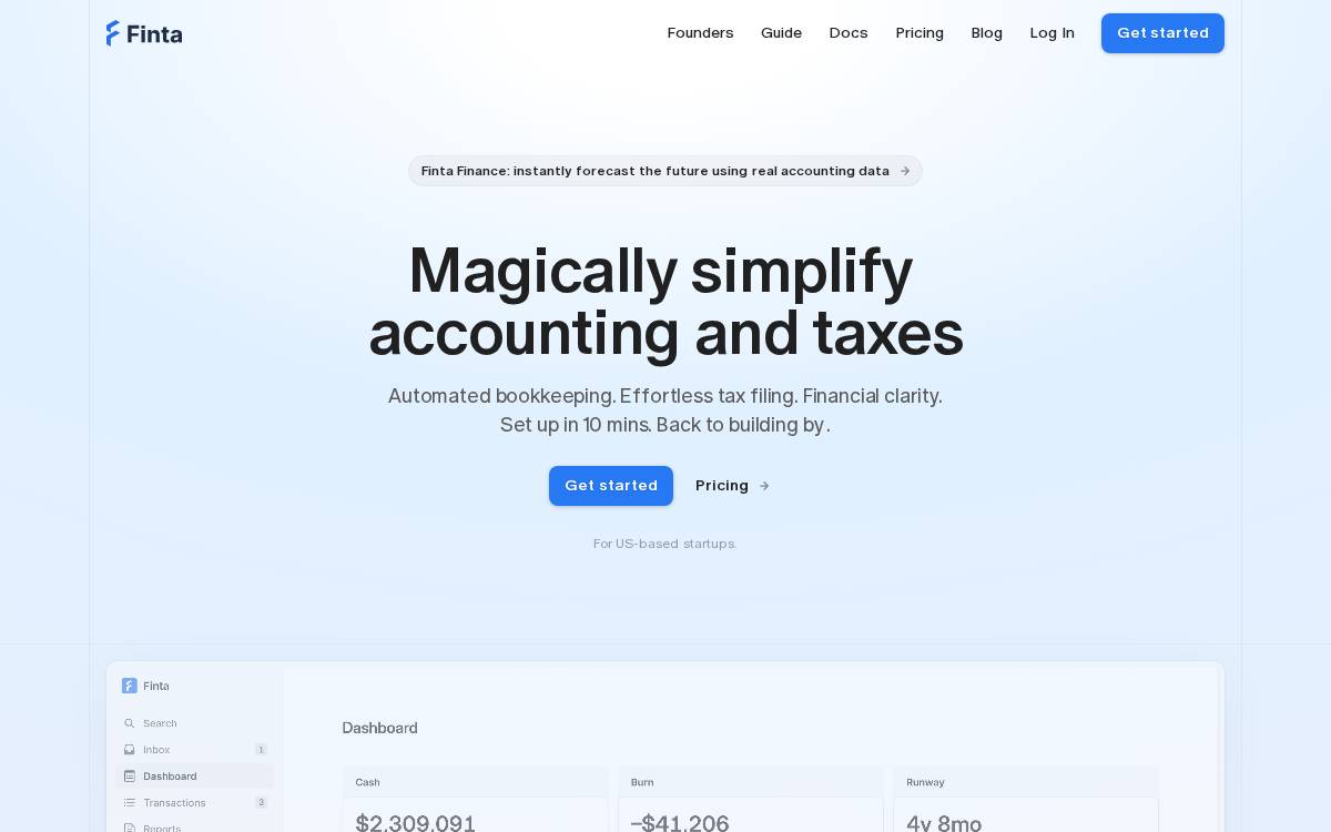 Finta website preview