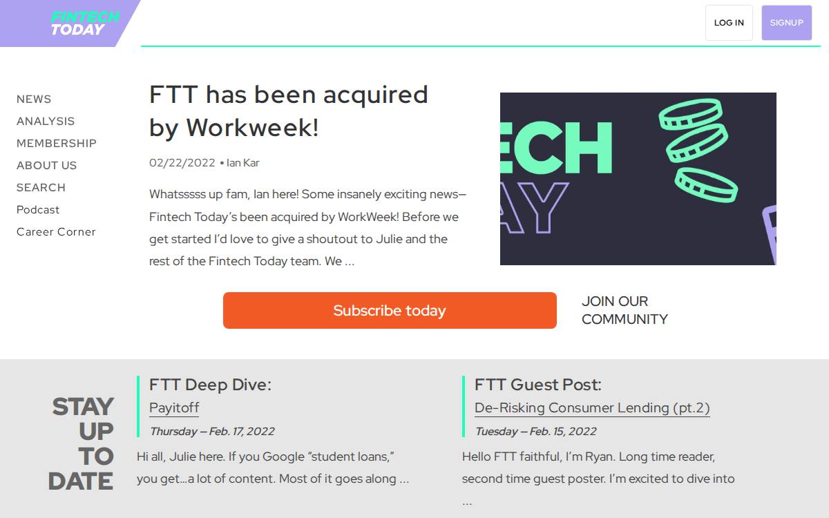 Fintech Today website preview
