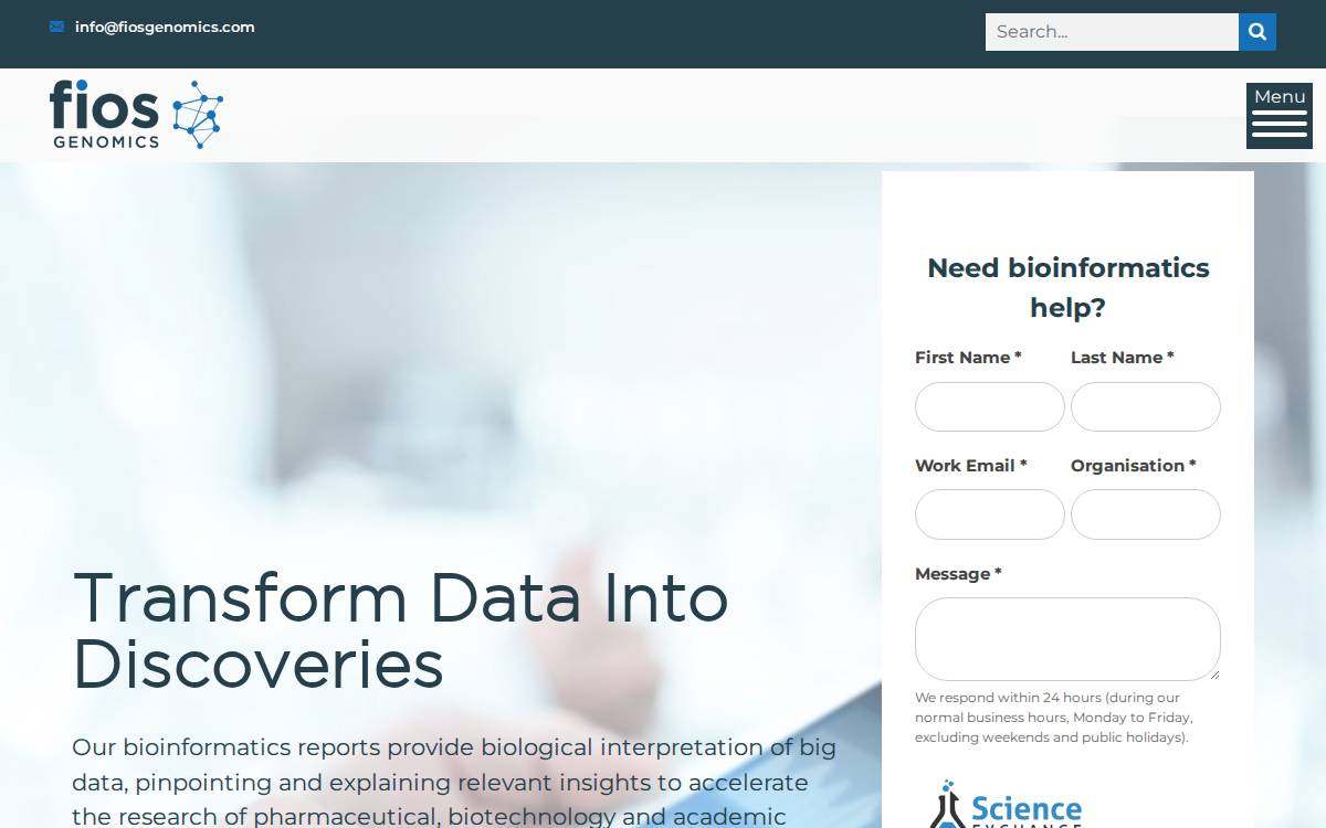Fios Genomics website preview
