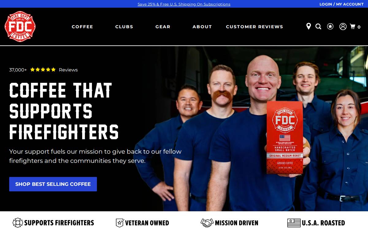 Fire Department Coffee website preview