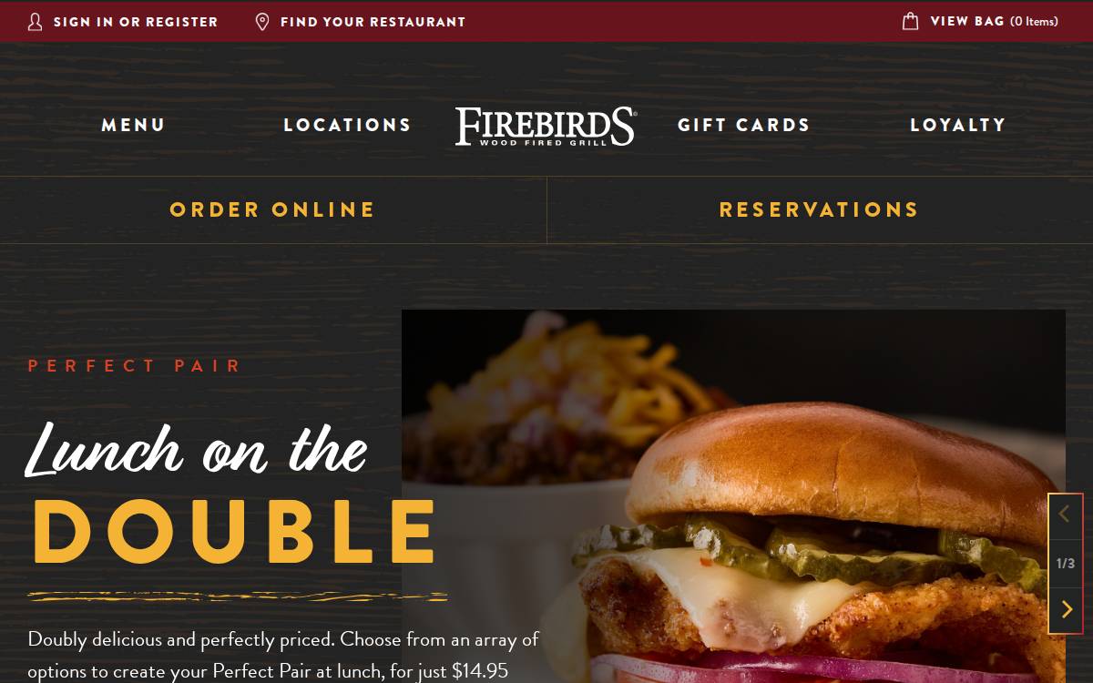 Firebirds Wood Fired Grill website preview