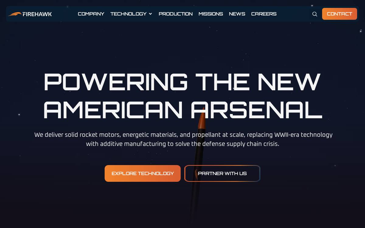 Firehawk Aerospace website preview