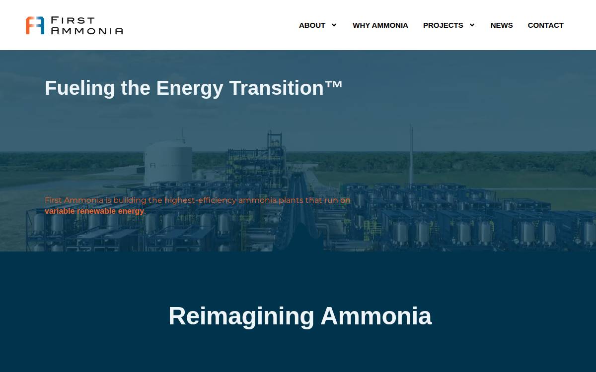 First Ammonia website preview