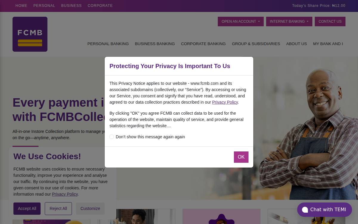First City Monument Bank website preview