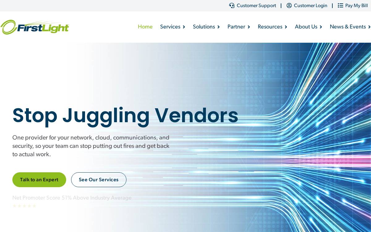 FirstLight Fiber website preview