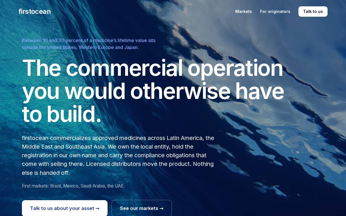 Firstocean website preview