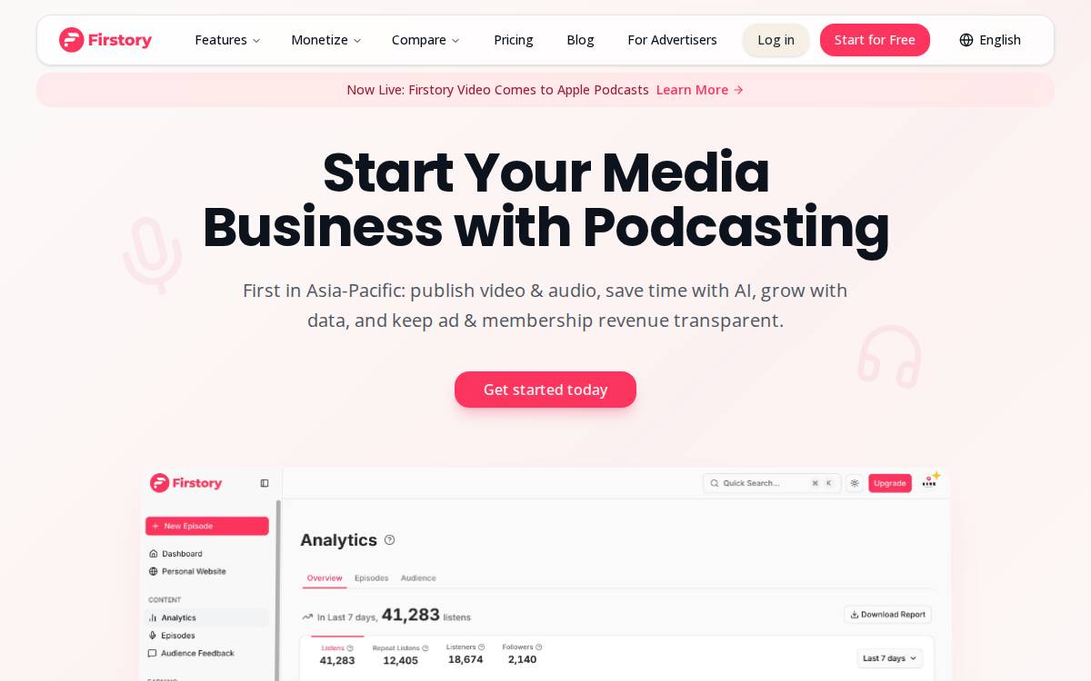 Firstory website preview