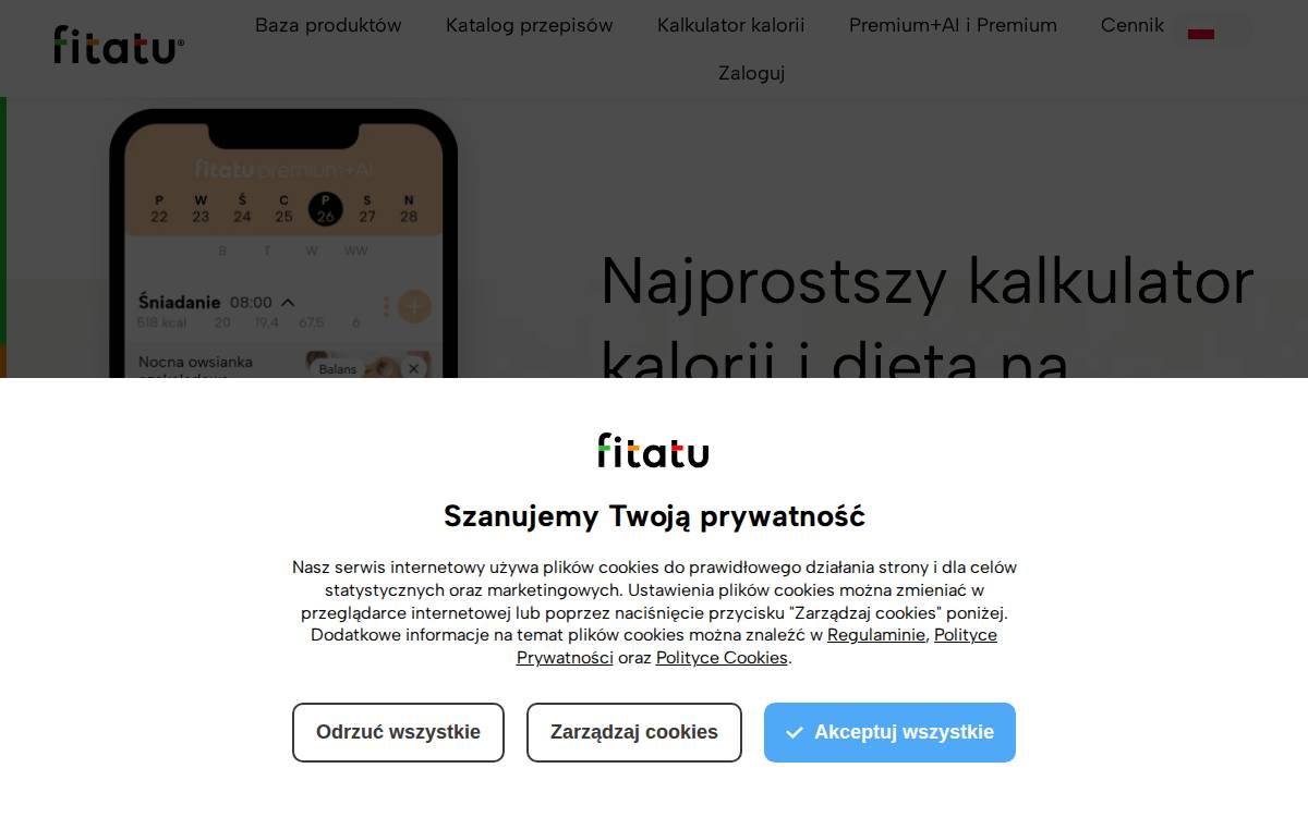 Fitatu website preview