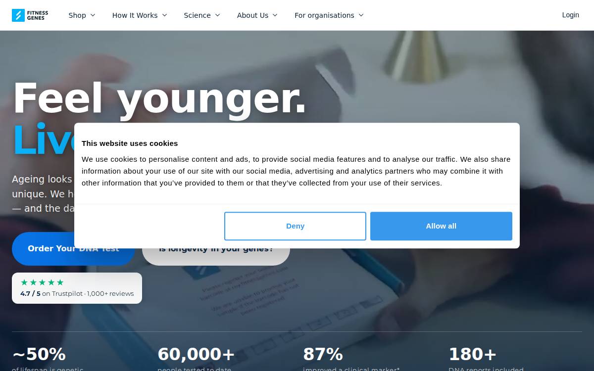 Fitnessgenes website preview