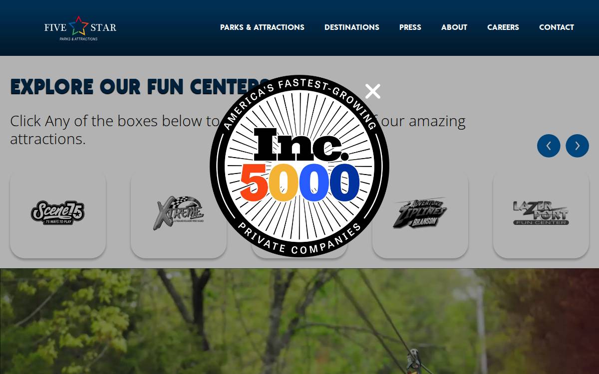 Five Star Parks & Attractions website preview
