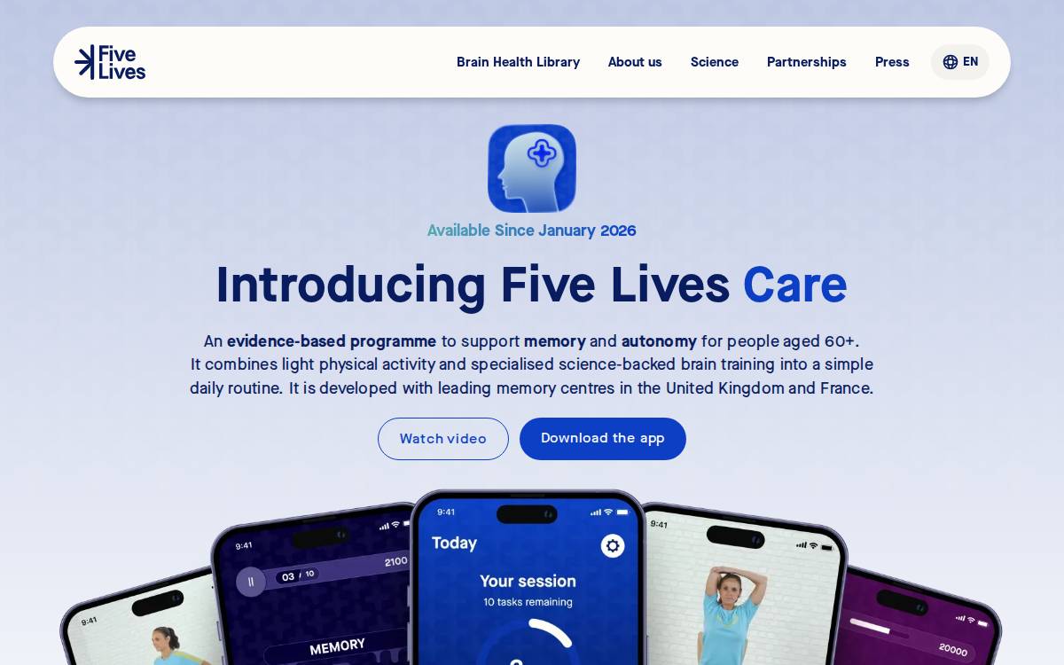Fivelives website preview