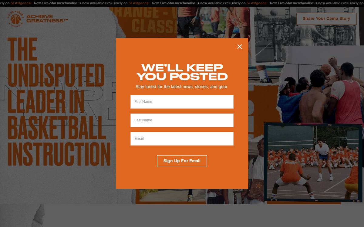 Fivestarbasketball website preview