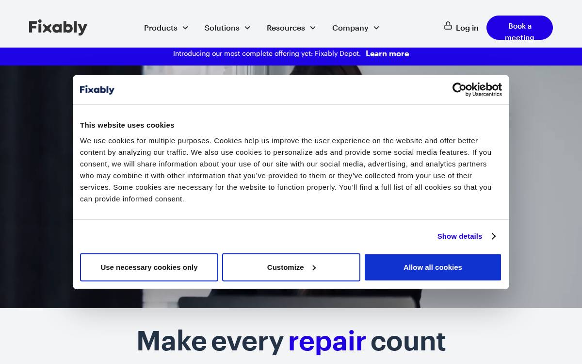 Fixably website preview