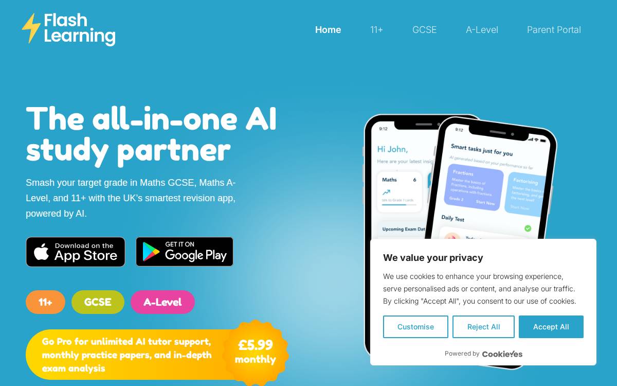Flash Learning website preview