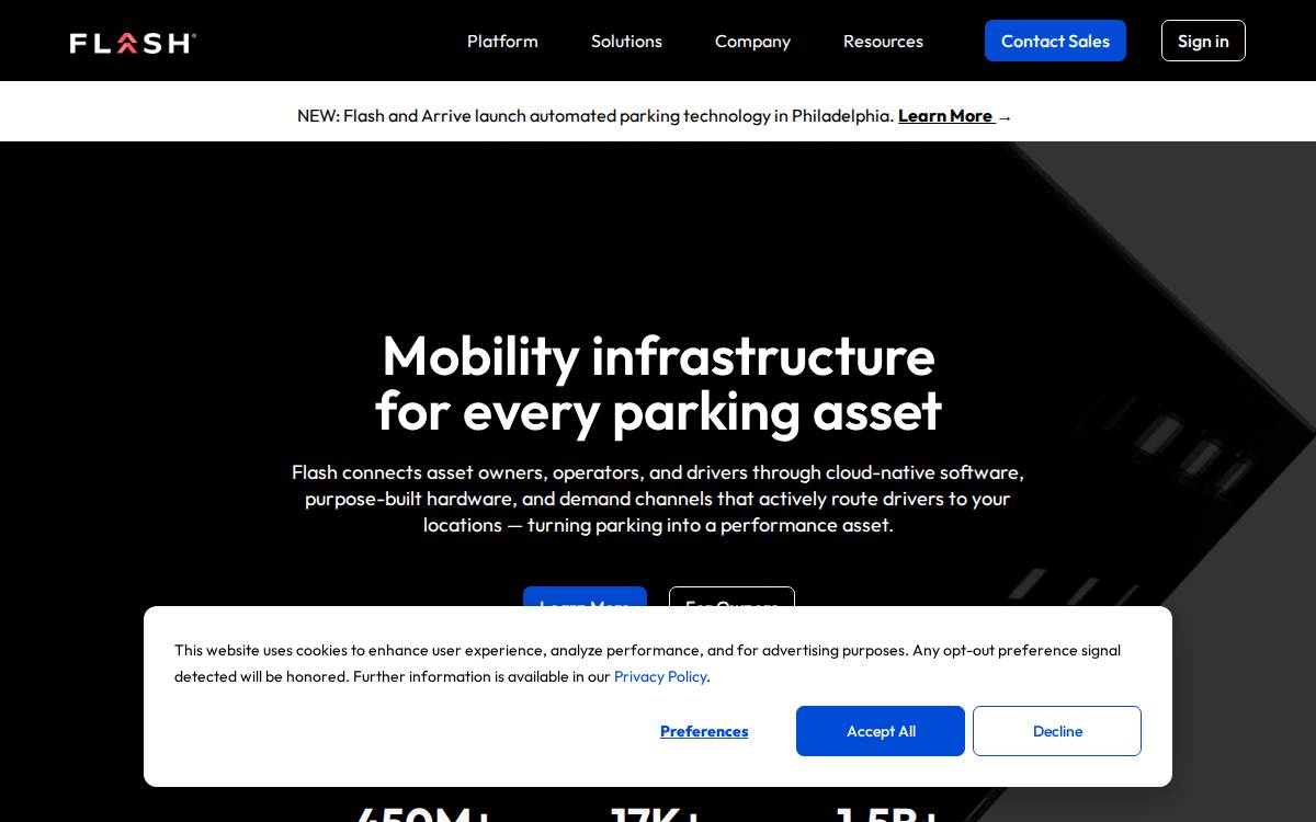 Flash Parking website preview