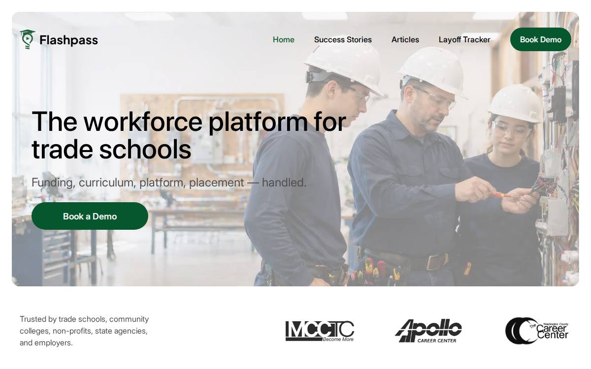 Flashpasseducation website preview
