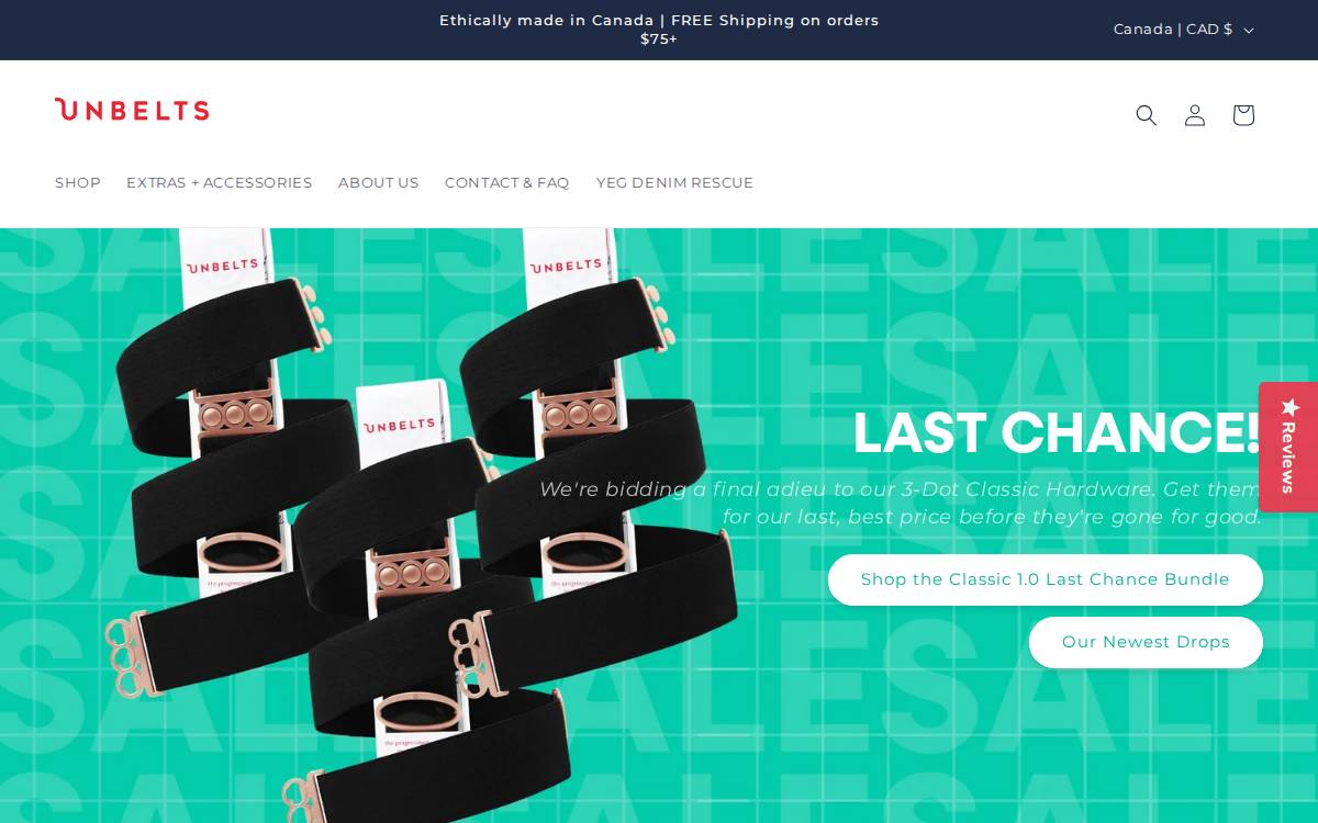 Flatter:Me Belts (Unbelts Canada) website preview