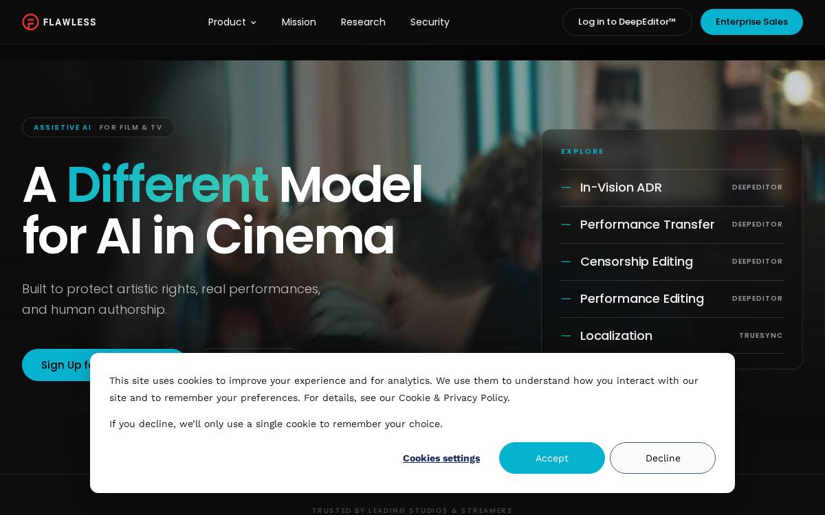 Flawless AI website preview