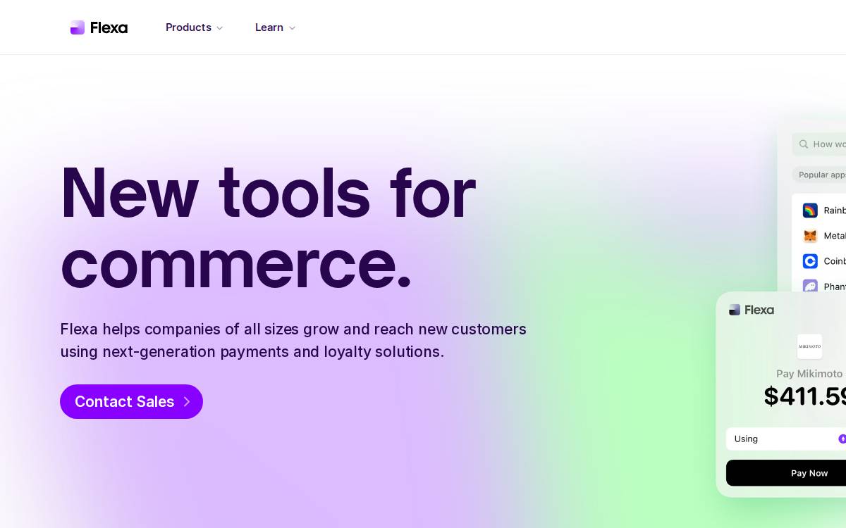Flexa website preview