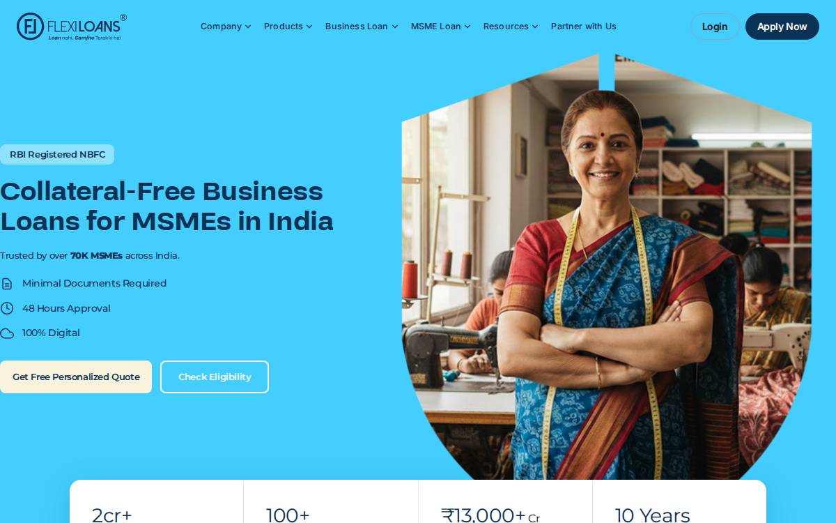 FlexiLoans website preview