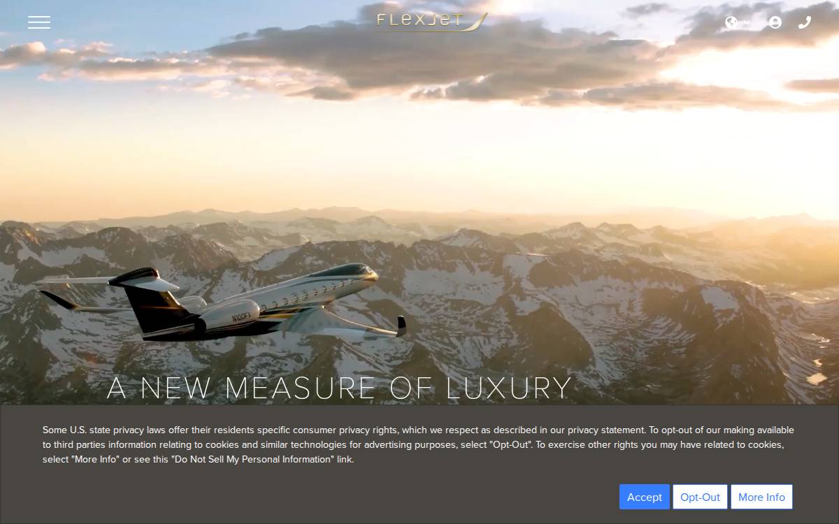 Flexjet website preview