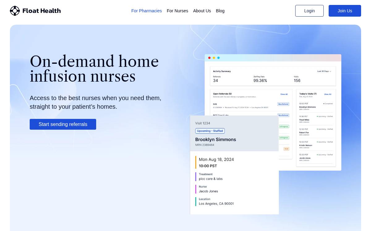 Float Health website preview
